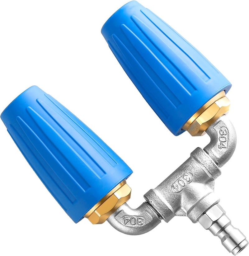 TasuoX Dual Turbo Nozzle Pressure Washer, Power Washer 360° Rotating Turbo Nozzle, Twin Turbo Nozzle Tip with 1/4" Quick Connect, 4000 PSI, 4-6 GPM, 2.0 Orifice - Image 1